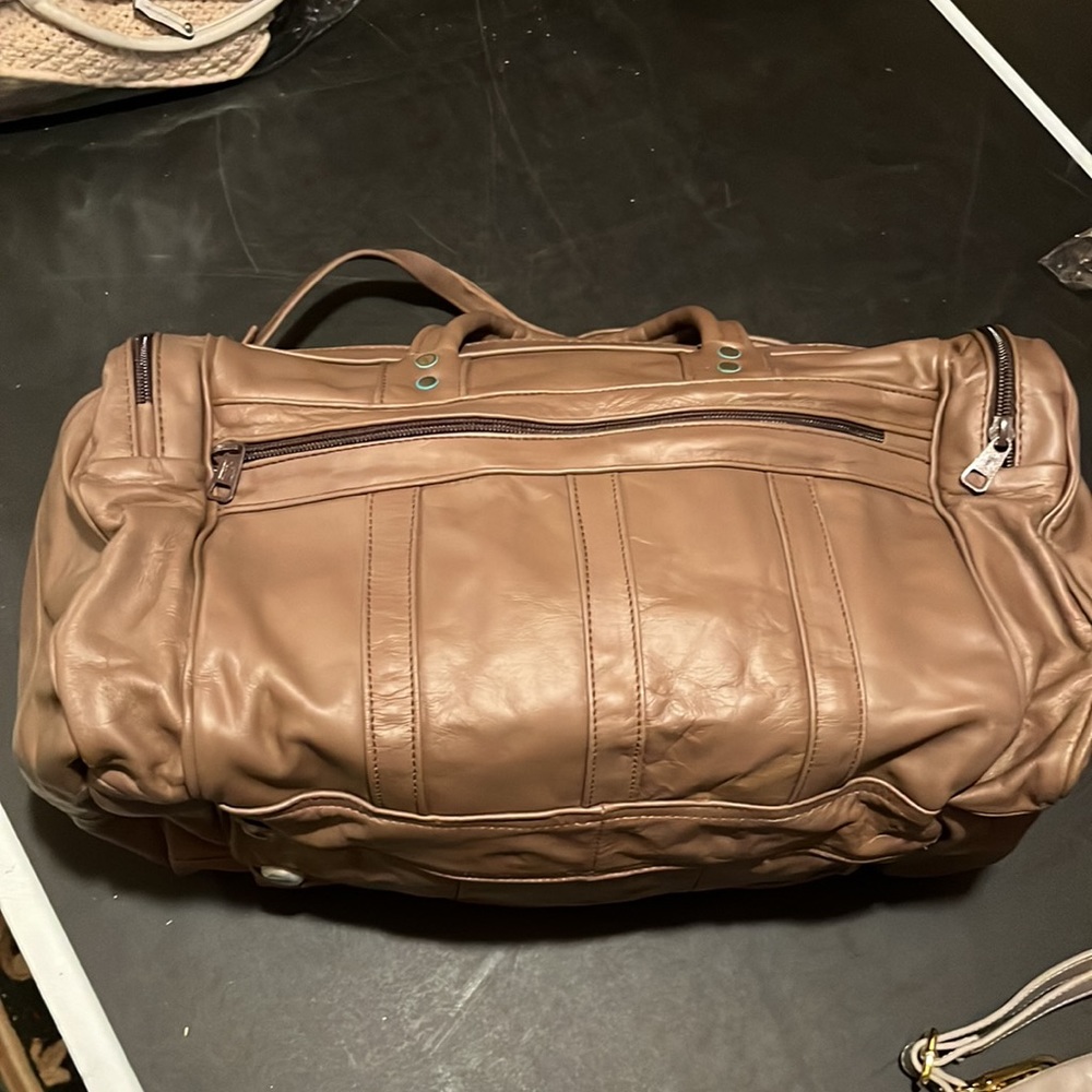 Vintage leather travel tote